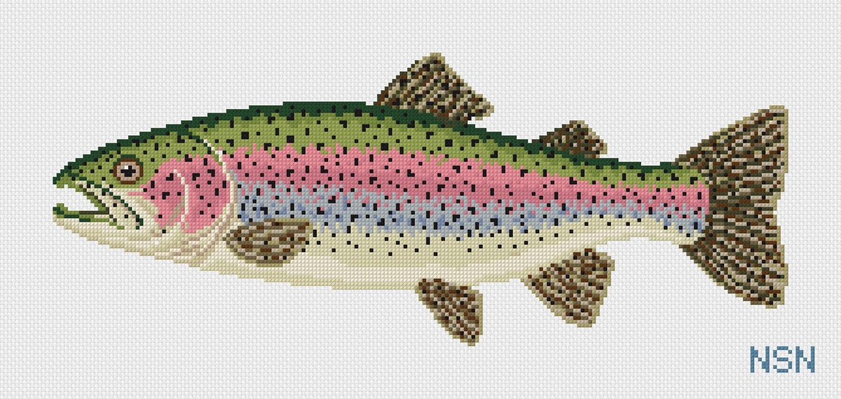 Rainbow Trout Pillow needlepoint canvas