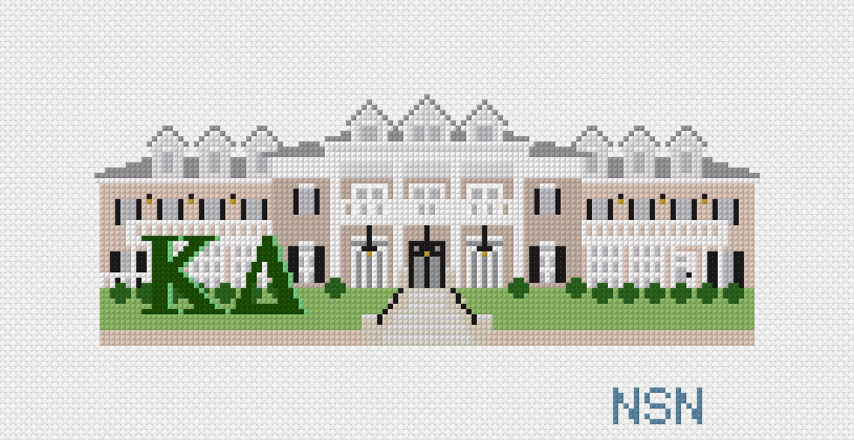 Kappa Delta sorority house needlepoint canvas, University of Arkansas
