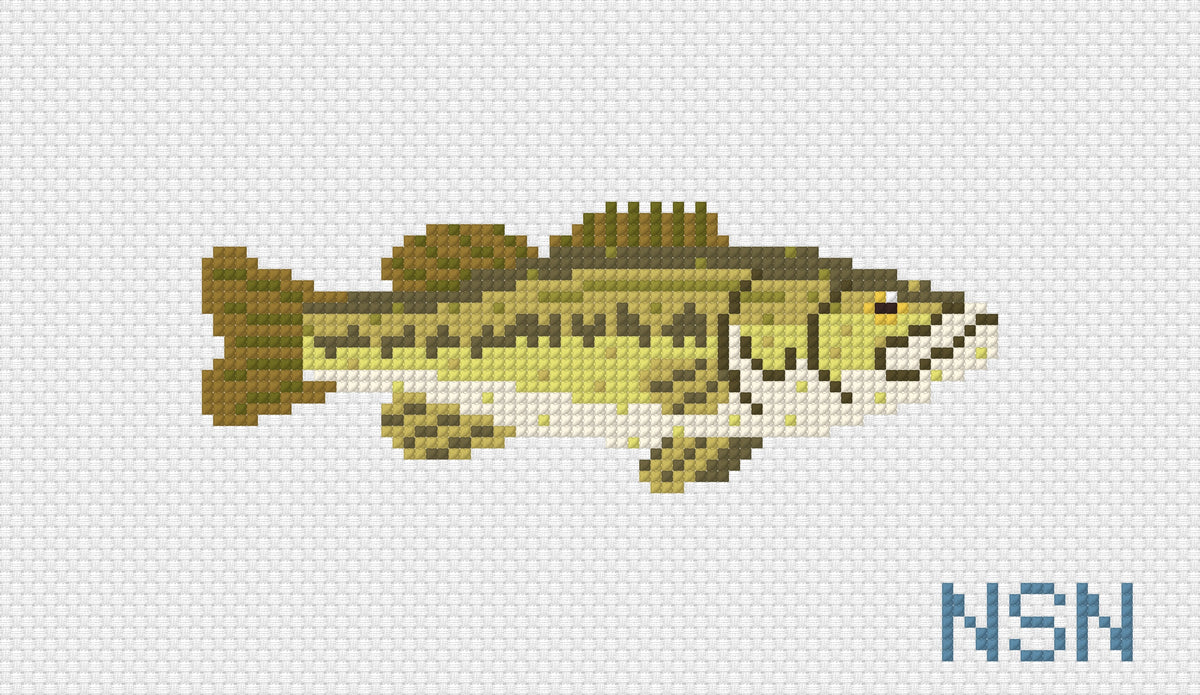 Largemouth bass needlepoint canvas