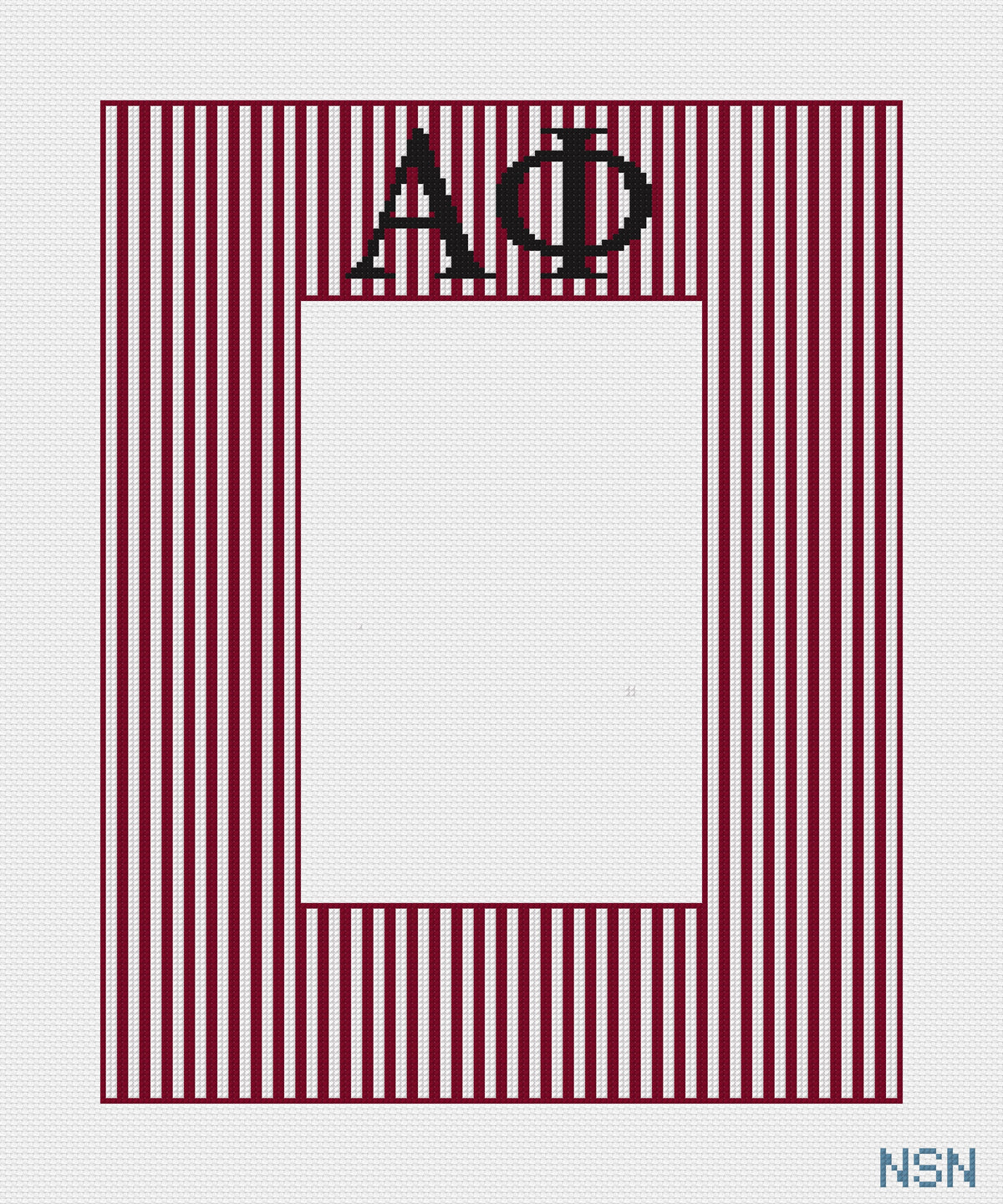 Alpha Phi striped picture frame needlepoint canvas, sorority needlepoint gift