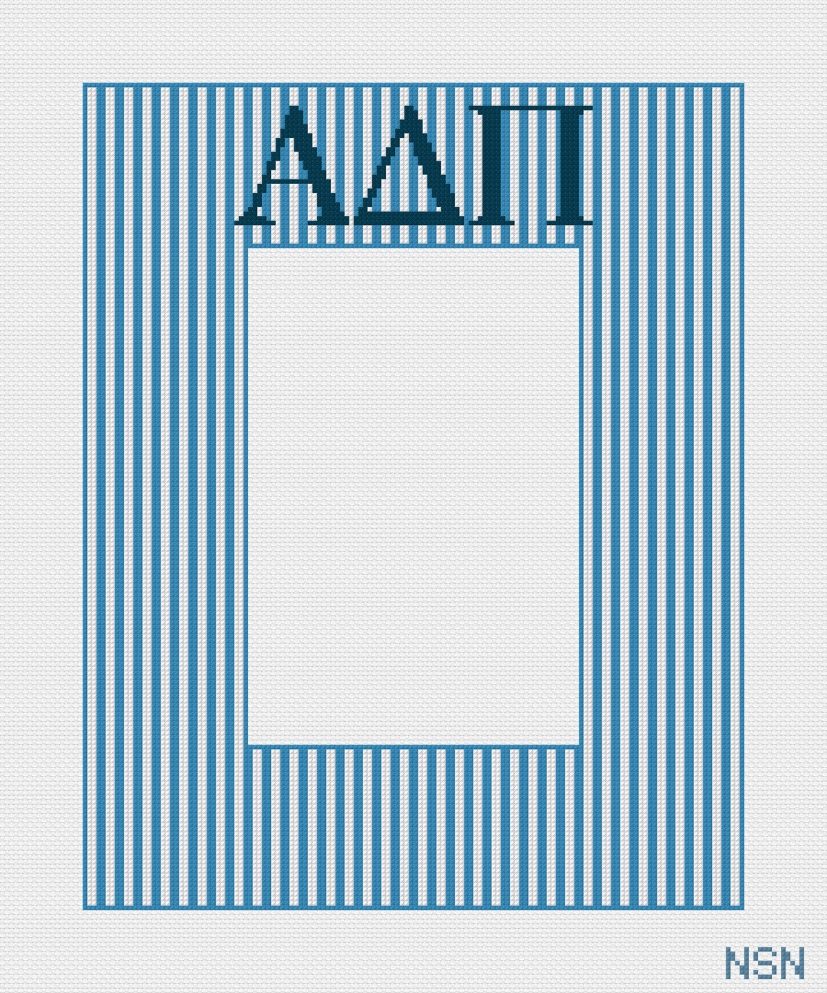 Alpha Delta Pi striped picture frame needlepoint canvas, sorority needlepoint gift
