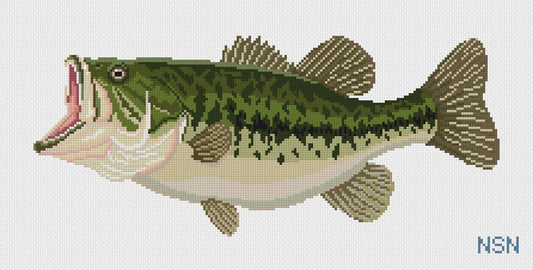 Largemouth Bass Pillow needlepoint canvas