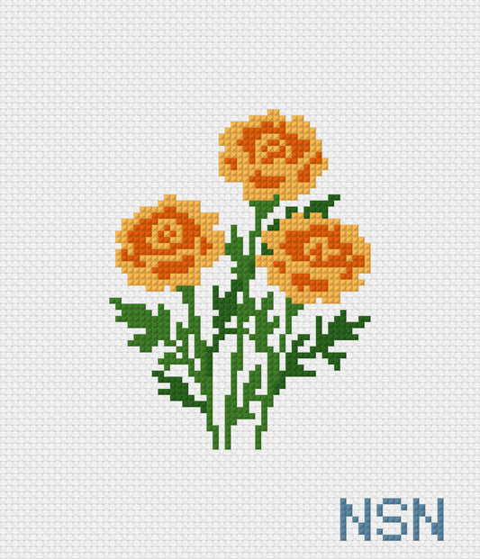 Marigolds needlepoint canvas