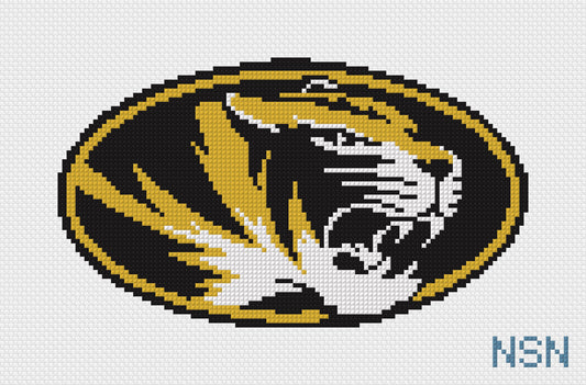 Mizzou Tiger Oval needlepoint canvas