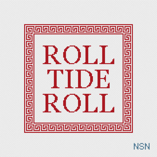 Large Roll Tide Roll Greek Key needlepoint canvas