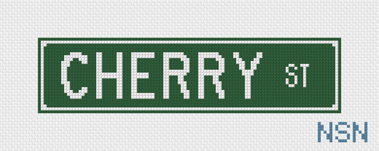 Cherry St Street Sign needlepoint canvas