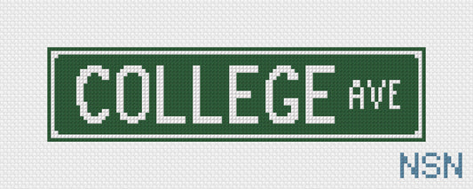 College Ave Street Sign needlepoint canvas