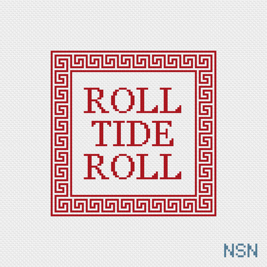 Small Roll Tide Roll Greek Key needlepoint canvas