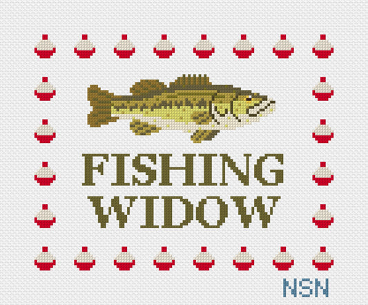 Fishing Widow needlepoint canvas
