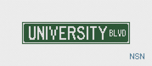 University Blvd Street Sign needlepoint canvas