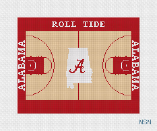 Alabama Basketball Court needlepoint canvas
