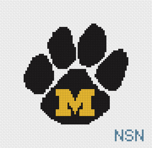 Mizzou Paw Print needlepoint canvas