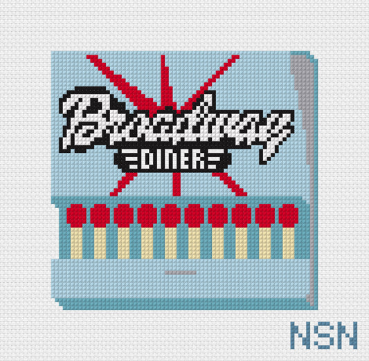 Broadway Diner Matchbook needlepoint canvas