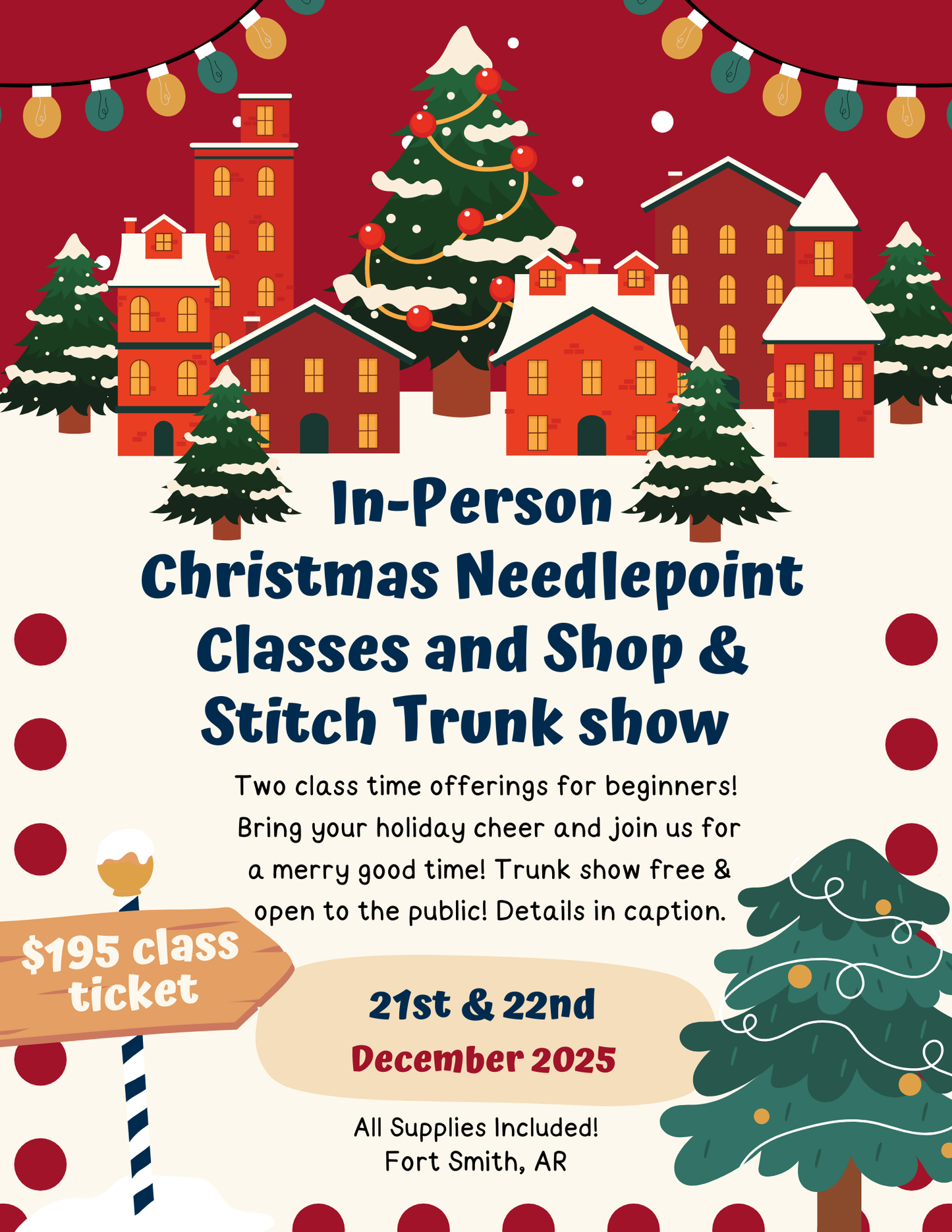 In-Person Needlepoint Class 12/21/25 in Fort Smith, Arkansas