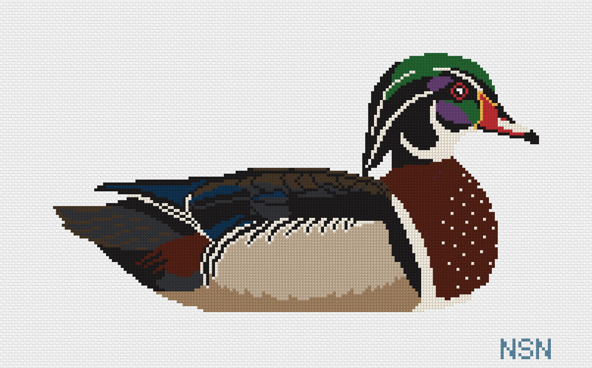 Large wood duck needlepoint canvas