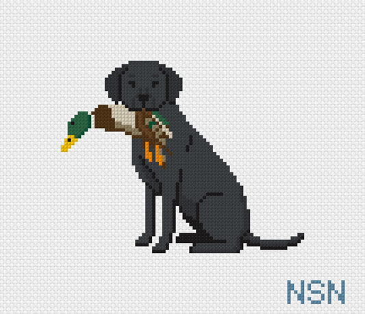Black Labrador duck dog needlepoint canvas