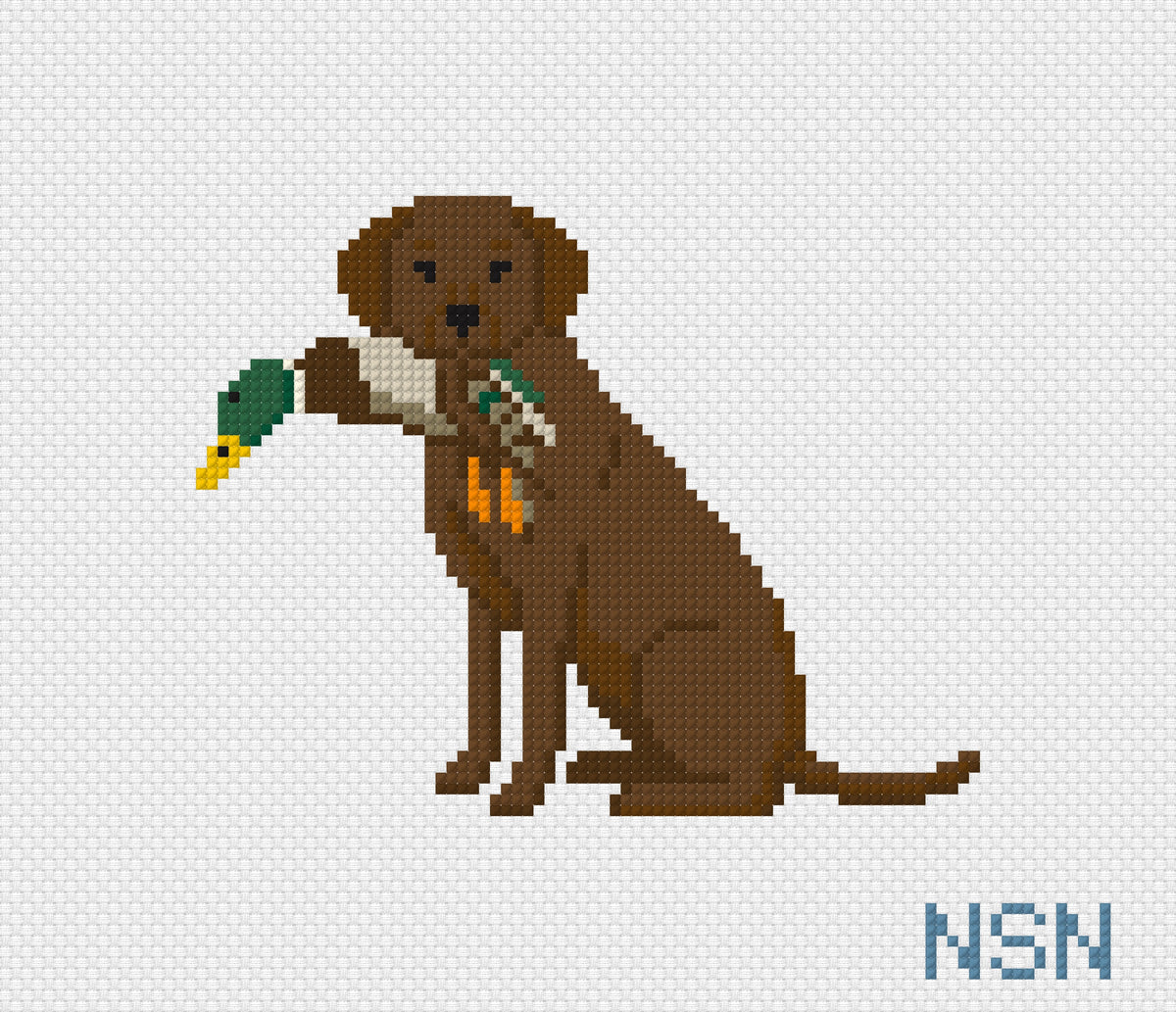 Chocolate Labrador duck dog needlepoint canvas